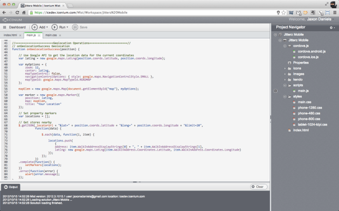 Icenium Mist Code Editor - Mac OS X